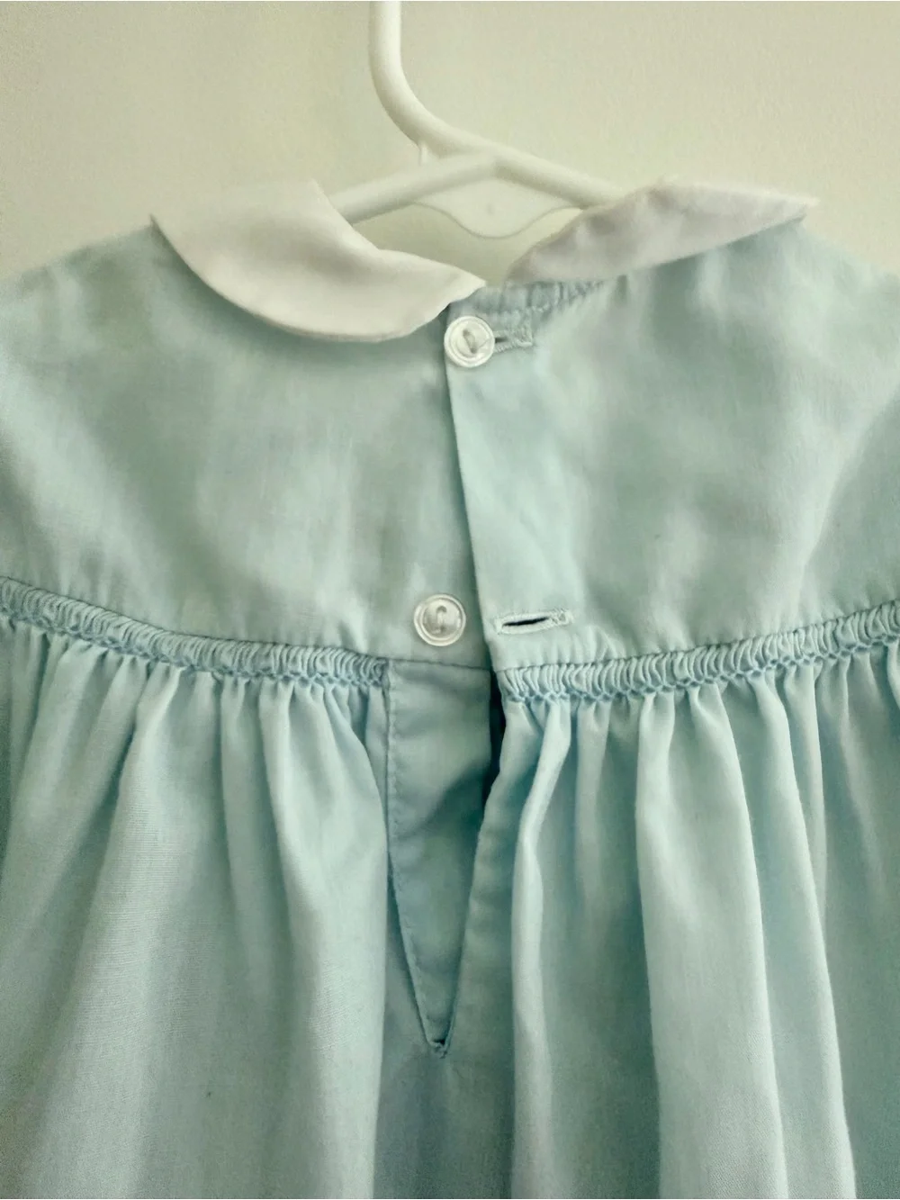Vintage Feltman Bros Hand Embroidered Smocked Baby Dress Peter Pan Collar NB